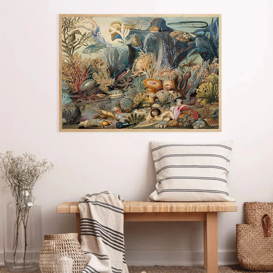 Антикварные морские животные Подводный ландшафт искусство биология морская