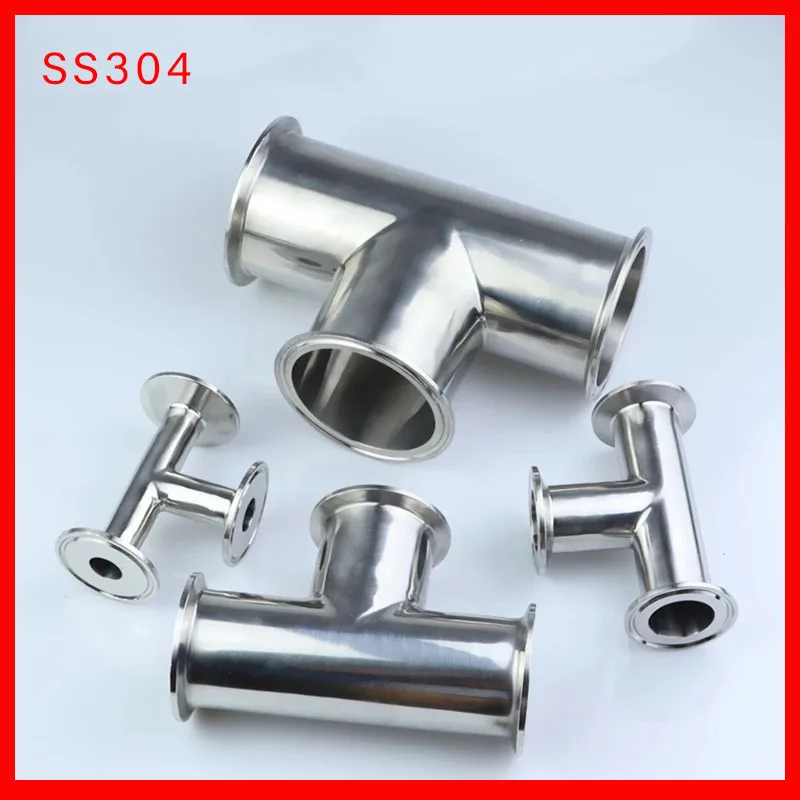 

SS304 Sanitary 3 Way Tee OD 19mm-102mm Stainless Steel Ferrule 1.5” 2” 3” 4” OD 50.5mm-119mm Fit 1.5"-4" Tri Clamp