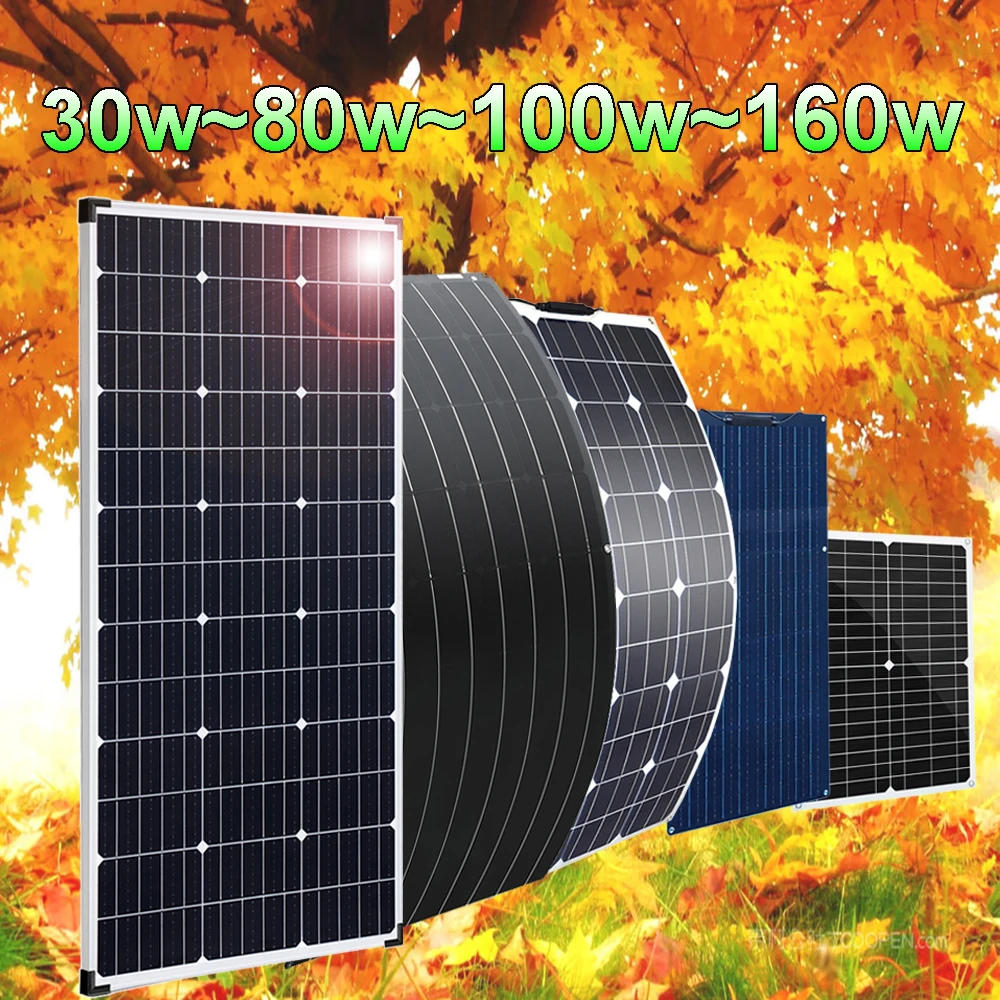 

Solar Panel 12V 5V 300W 160W 150W 120W 100W 80W 50W 30W Battery Charger Photovoltaic Panel System for home car camper balcony RV