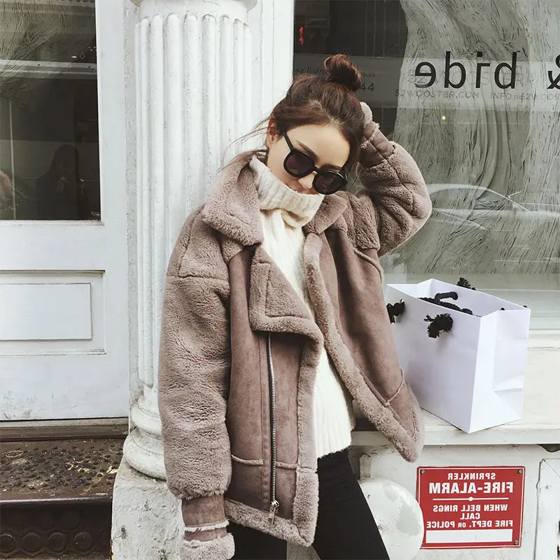 Autumn and winter cashmere sheepskin coat women's 2022 new fur one-piece h thickened Jacket Women's casual warm coat brown