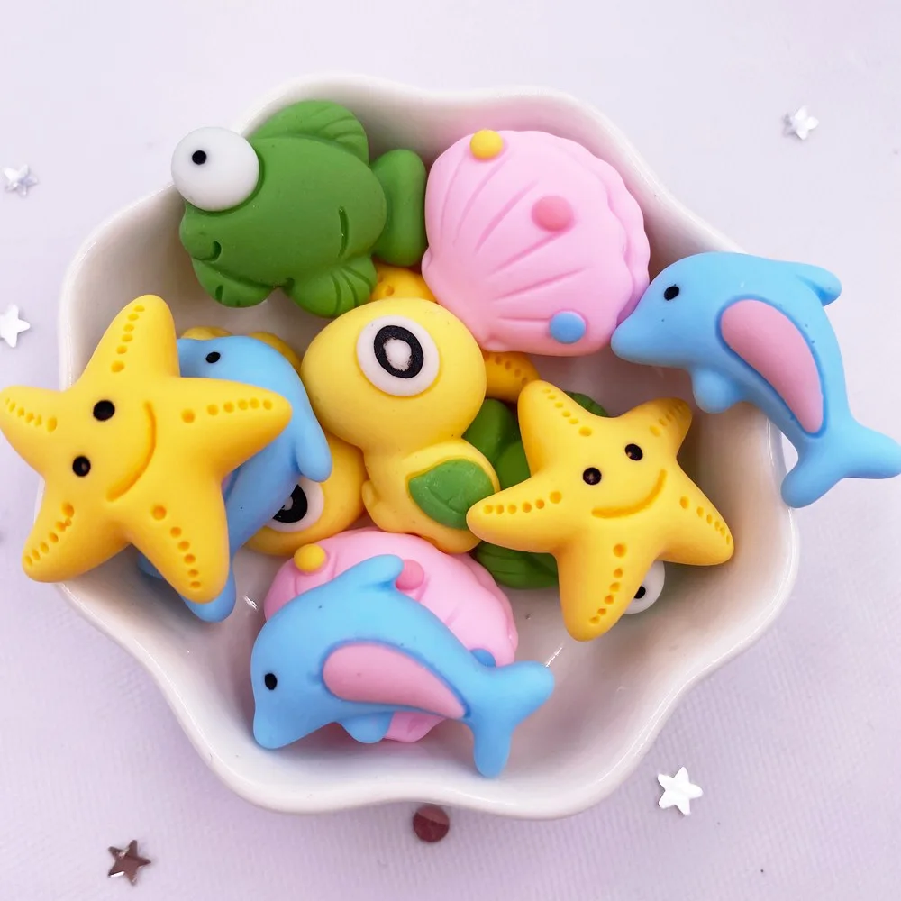 

Кавайная разноцветная мультяшная черепаха дельфин Морская звезда ракушки рыбы с плоским основанием каменная Статуэтка 10 шт. Скрапбукинг DIY...