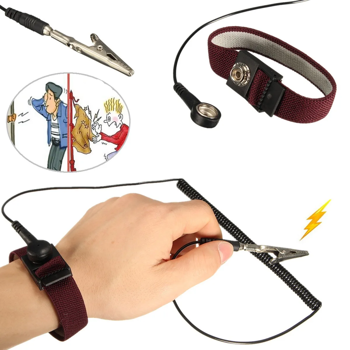 

6 футов Антистатический браслет ESD наручный ремешок беспроводной Антистатический беспроводной зажим разрядные кабели для ремонта электроники рабочий инструмент