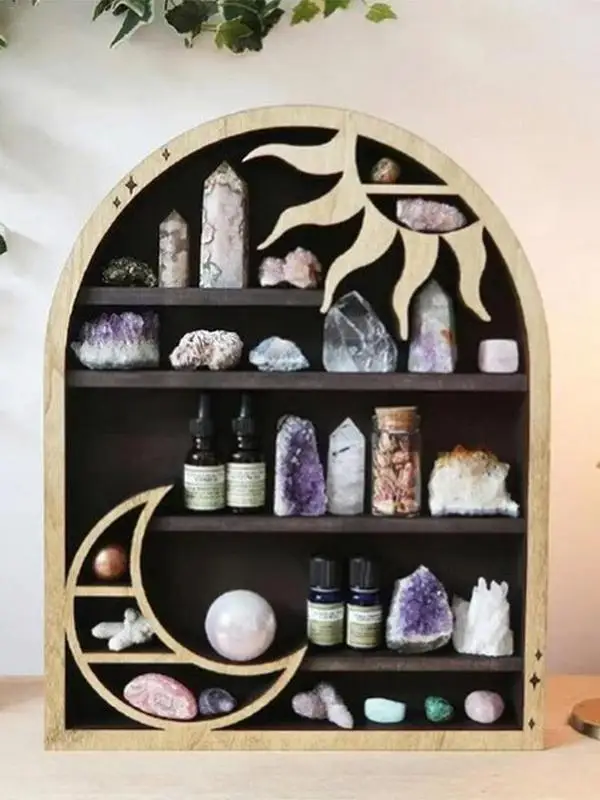 

Настенные полки для хранения, Хрустальная подвесная полка для кристаллов, полка из ПВХ в готическом стиле, стеллаж для хранения, Органайзер