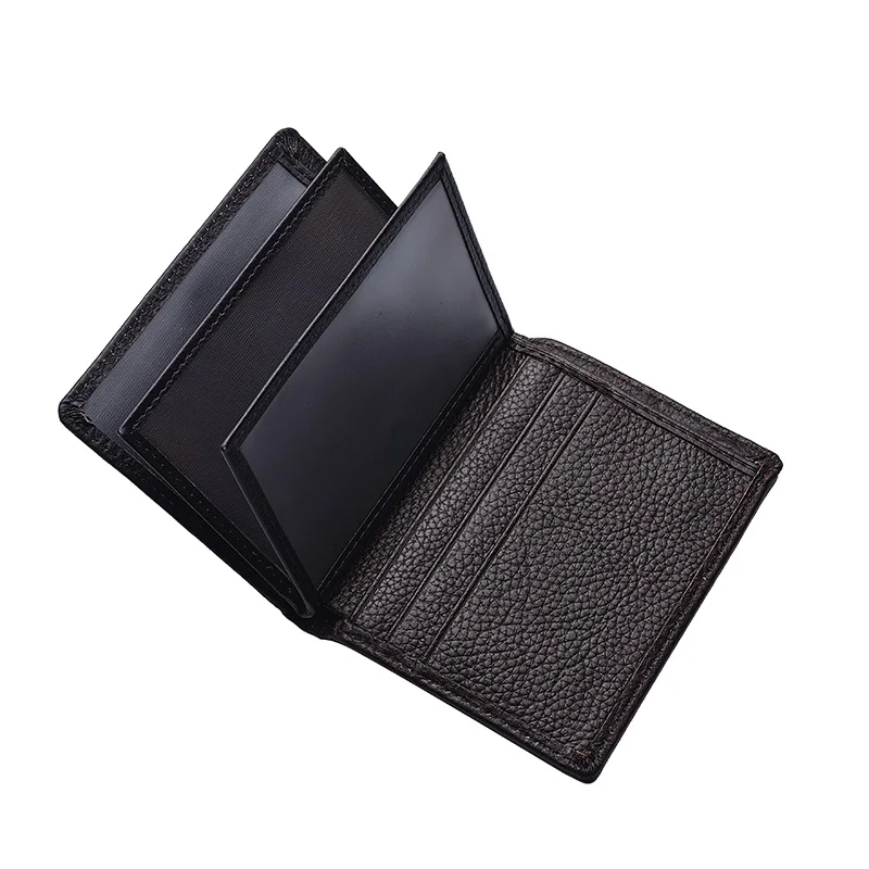 Men's Genuine Leather Lychee Pattern Short Wallet First Layer Cowhide Vertical Driving License Bag Card Horder Men's Money Bag
