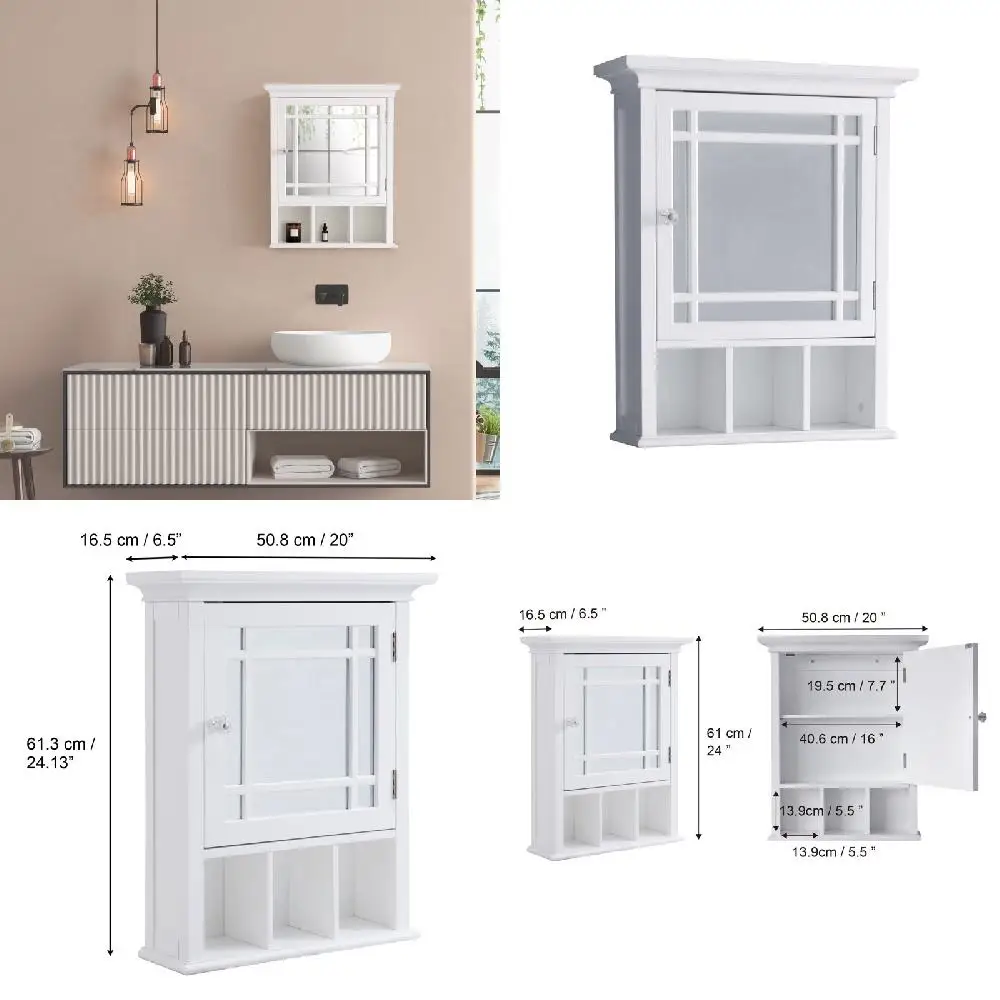 

Durable, Premium Quality White Removable Medicine Cabinet with Mirrored Door for Exceptional Bathroom Storage and Organizational