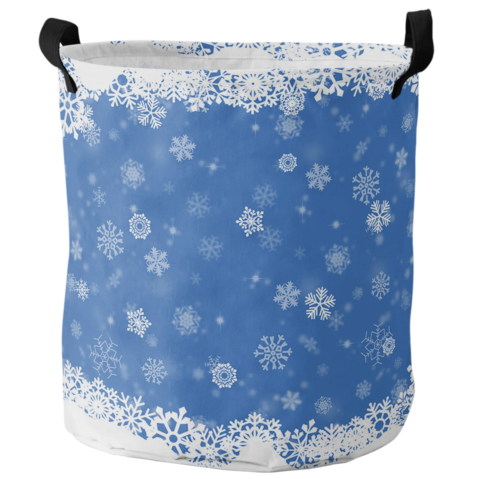 Christmas Tree Elk Snowflake Blue Dirty Laundry Basket Waterproof Clothes Organizer Folding Basket Laundry Hamper Storage Basket