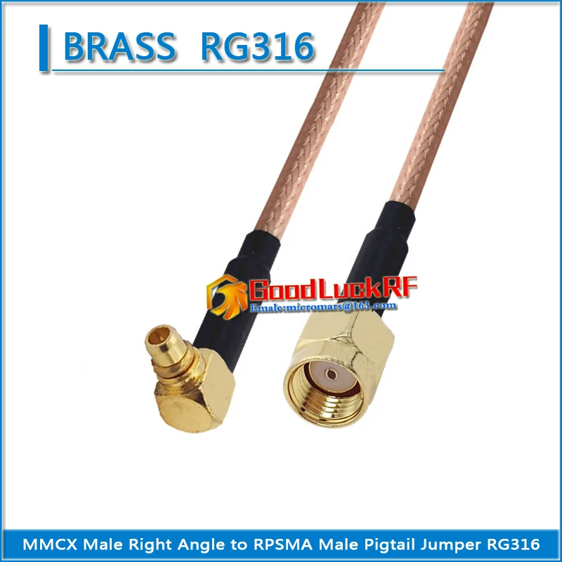 

MMCX Male Right Angle 90 Degree to RP-SMA RP SMA RPSMA Male Plug Coaxial Pigtail Jumper RG316 extend Cable Low Loss