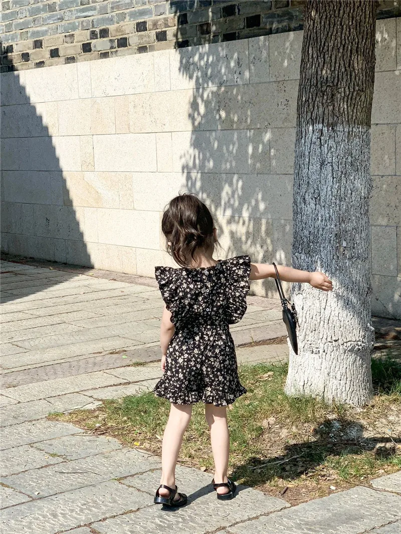 Summer Thin Girls Ruffled Fly Sleeves + Short Pants Clothes Baby Girls Printed Casual Outfits Wave Point 2PCS