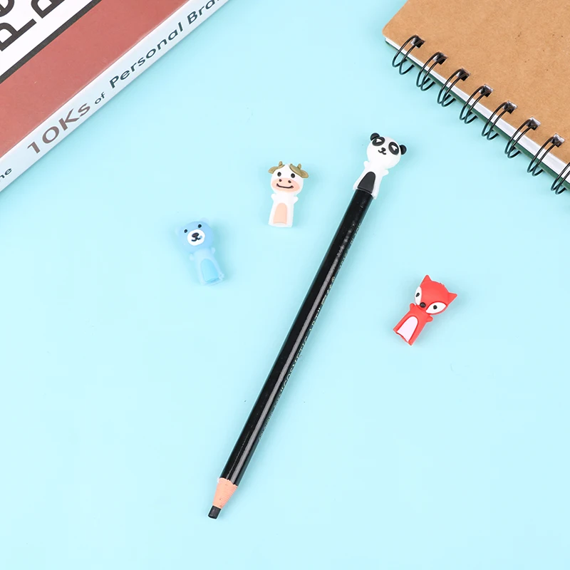 

4PCS /Set Fox Panda Cartoon Stationery Pen Cap Pencil Cover Soft Rubber Pencil Cover Cartoon Stationery Student Supplies