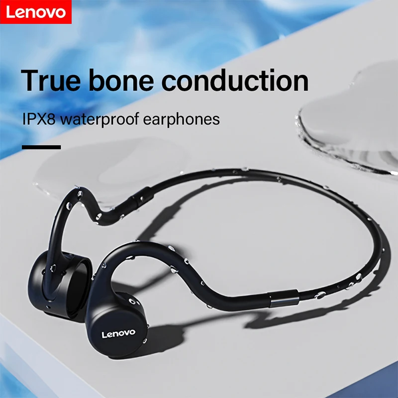 Lenovo-auriculares inalámbricos X5 de conducción ósea, audífonos impermeables IPX8 con memoria integrada...