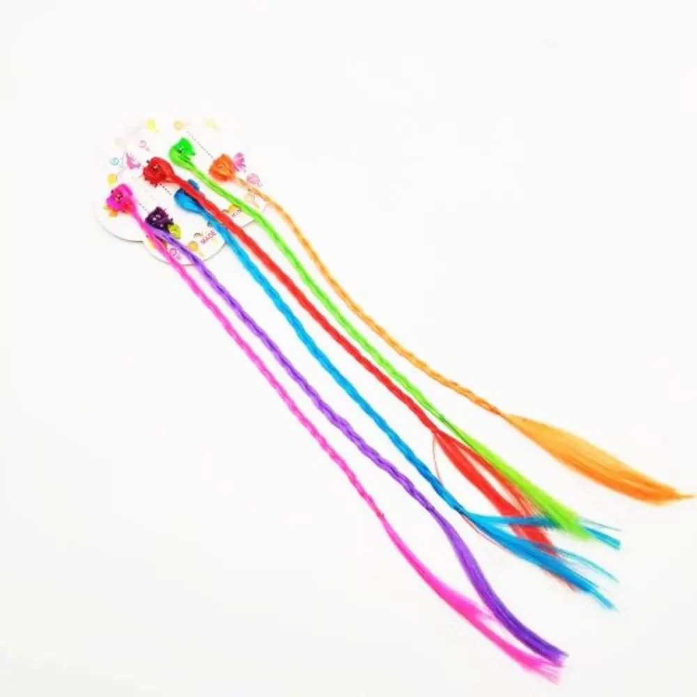 

Extensions Long Party Synthetic Fake Hair Tinsel Sparkle Silk Wig 6pcs/set Girls Colorful Wigs Twist Braid Headwear