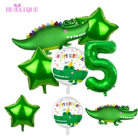 standing green crocodile foil balloons 5th birthday decor crocodile party balloons banner jungle animal parts supplies globos
