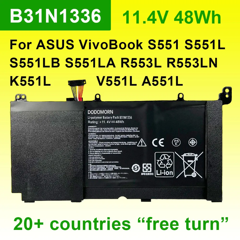 11 4 В 48 Втч B31N1336 Аккумулятор для ноутбука ASUS VivoBook S551 S551LA S551LB R553L R553LN R553LF K551LN V551 V551LN