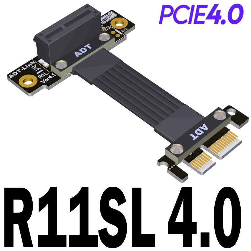 

2022 New Riser PCIe 4.0 x1 To x1 Extension Cable 90 Degree Right Angled 16G/bps PCI Express Gen4 1x Riser Card Ribbon Extender