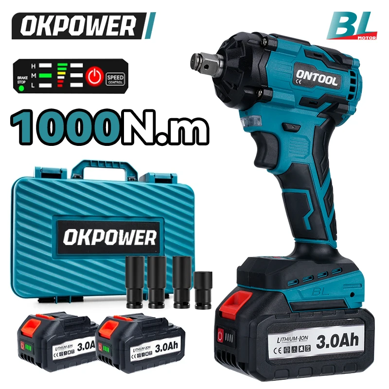 Нм бесщеточный Электрический ударный гайковерт 3 передачи 1/2 дюйма Ударная дрель