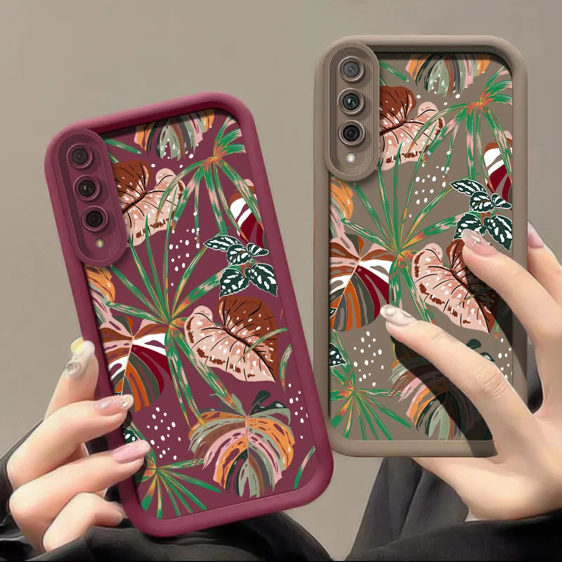 Painted Leaf Silicone Case For Huawei Honor 8X 9X Y7A X7 X9 X30 10I X50I Magic 5 6 Pro Shockproof Bumper Back Soft Phone Cover
