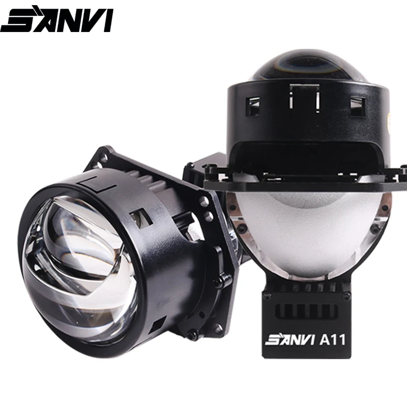 

SANVI 2PCS Bi LED Lenses for Car Headlights PTF Ice Lense 3inch Auto Projector Headlamp for Hella 3R G5 Frame 73W 22700Lux