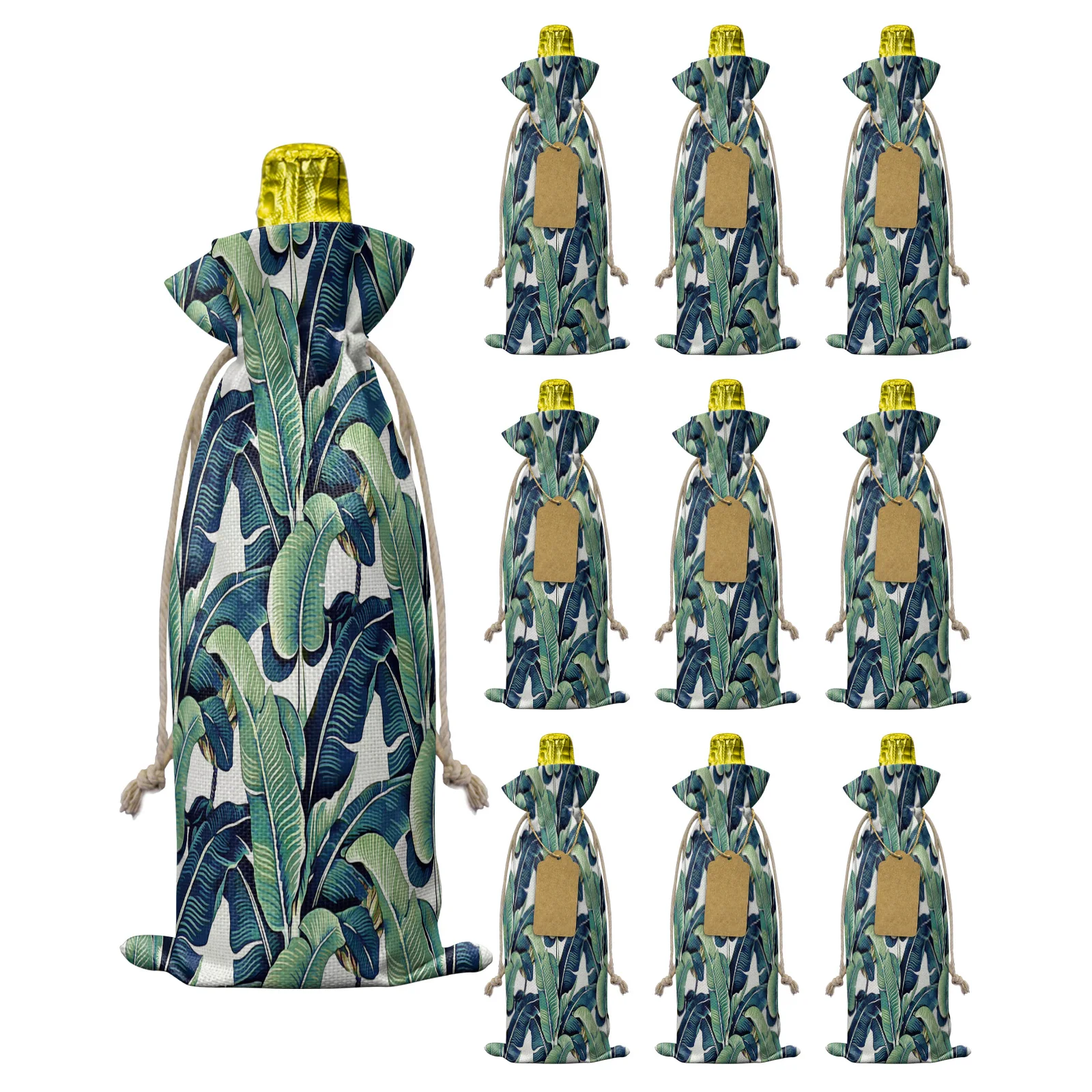 

10 шт., чехол для бутылки вина в виде банановых листьев