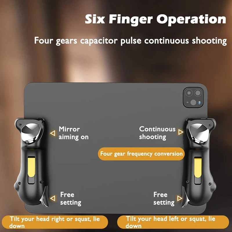 

Контроллер для Ipad PUBG с шестью пальцами, емкость, регулируемый триггер для мобильных игр, джойстик с кнопкой L1R1, аксессуары для захвата