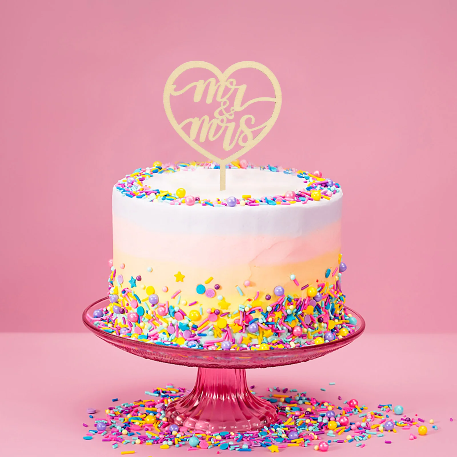 

10 Pcs Tabletop Cake Topper Delicate Decor Compact Wedding Birthday Wreath Wooden Rustic