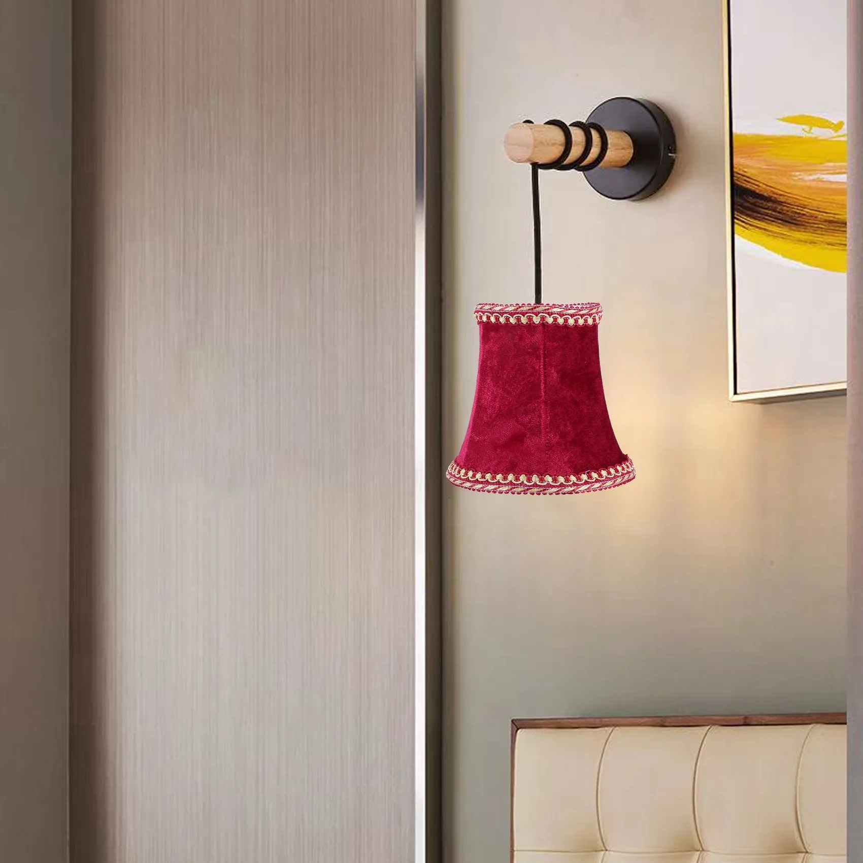 Тканевый зажим на абажуре абажур ручной работы E14 для современного европейского