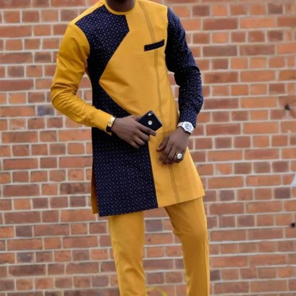 

Men's Suit Printed Jacket And Trousers Dashiki African Traditional National Dress Casual Business Wedding Wear Two-piece Set