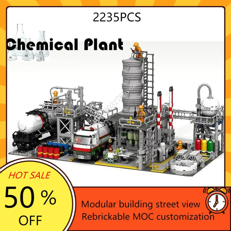 

2235PCS Customized MOC Modular Chemical Plant street view Model Building Blocks Bricks Children birthday toys Christmas gifts