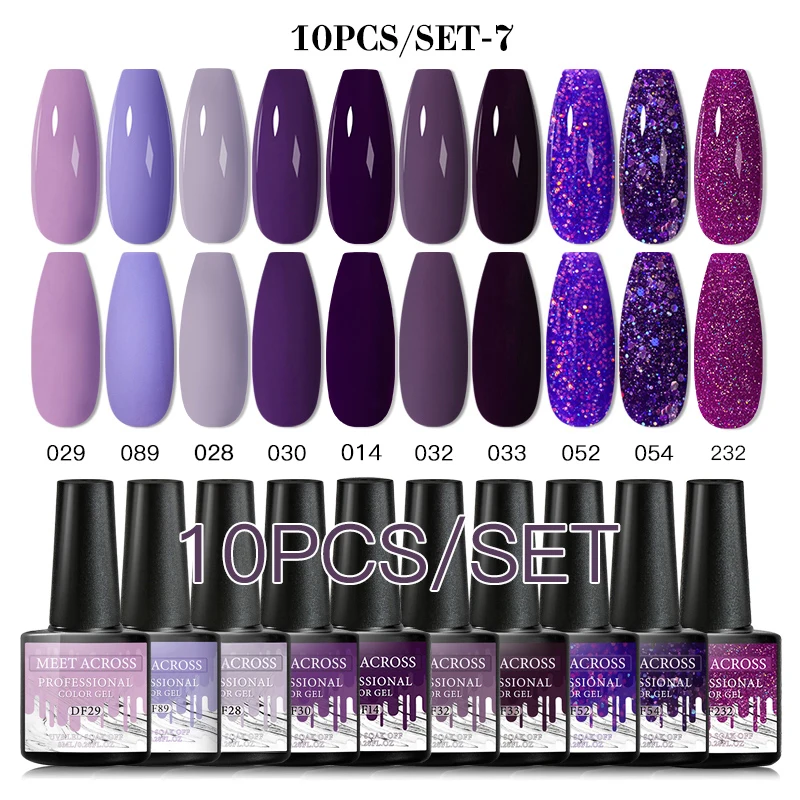 MEET ACROSS 10/12Pcs набор гель-лаков для ногтей 8ml полуперманентный Цвет Гель-лак