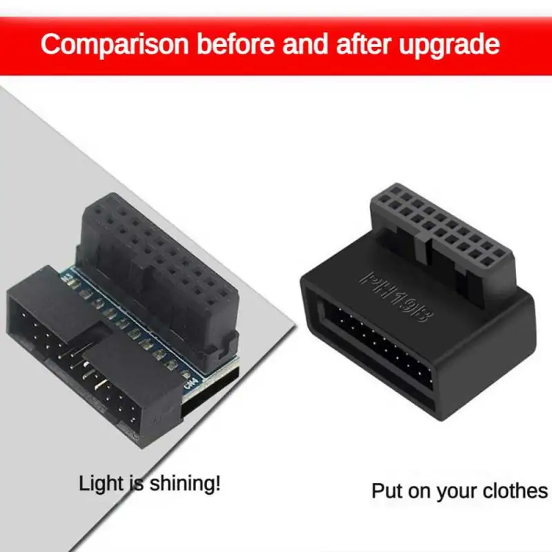 Адаптер для разъема материнской платы компьютера USB 3,0 19P/20P 90 градусов настольный конвертер аксессуары для настольного компьютера