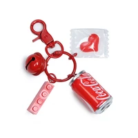 cocacola car school bag ornaments small fresh and cute personality creative leather rope couple keychain