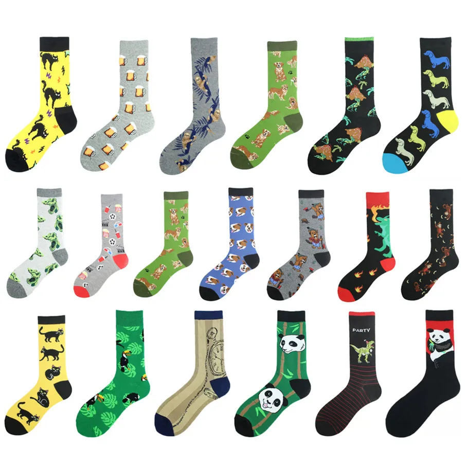 58 Colors Fashion Comfortable Animal Cats Dogs Panda Adult Socks  Street Skateboard Male Funny Gifts Sox