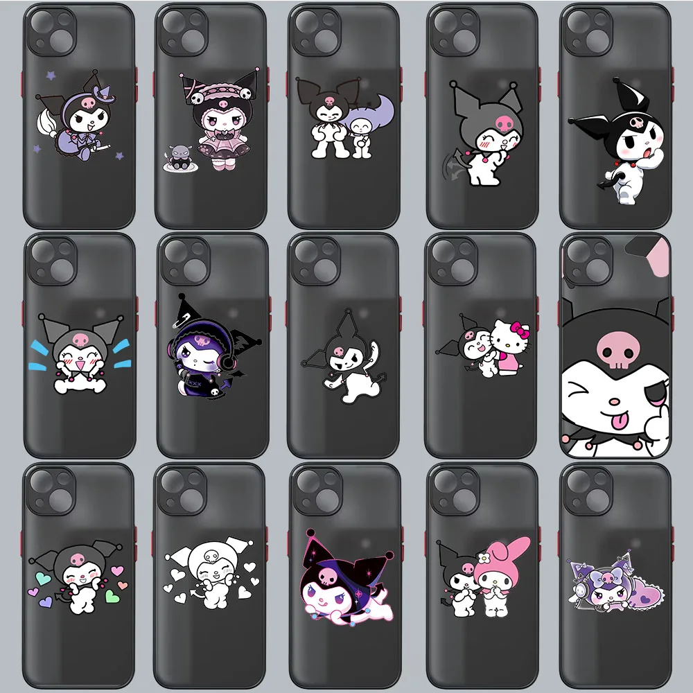 Матовый приятный для кожи чехол Y-10 Kuromi iPhone 7 8 X XS XR 15 Pro Max Plus SE 2020 2022