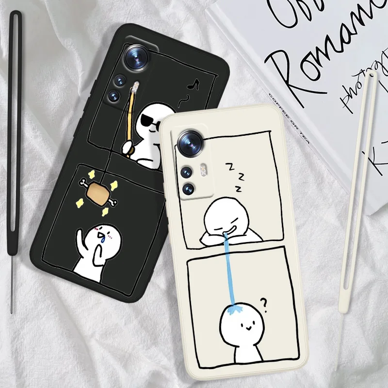 

Matchstick Men For Xiaomi A2 A3 6 6X 10 11X 11T 11T Pro 11i 5G 12 12X 12 Pro Liquid Rope Cover Funda Soft Phone Case Capa