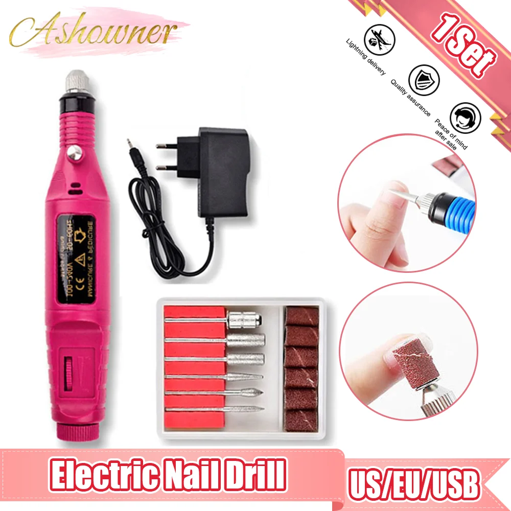 

1 Set Professional Electric Nail Drill Machine Manicure Milling Cutter Nail Art File Grinder Grooming Kits Nail Polish Remover