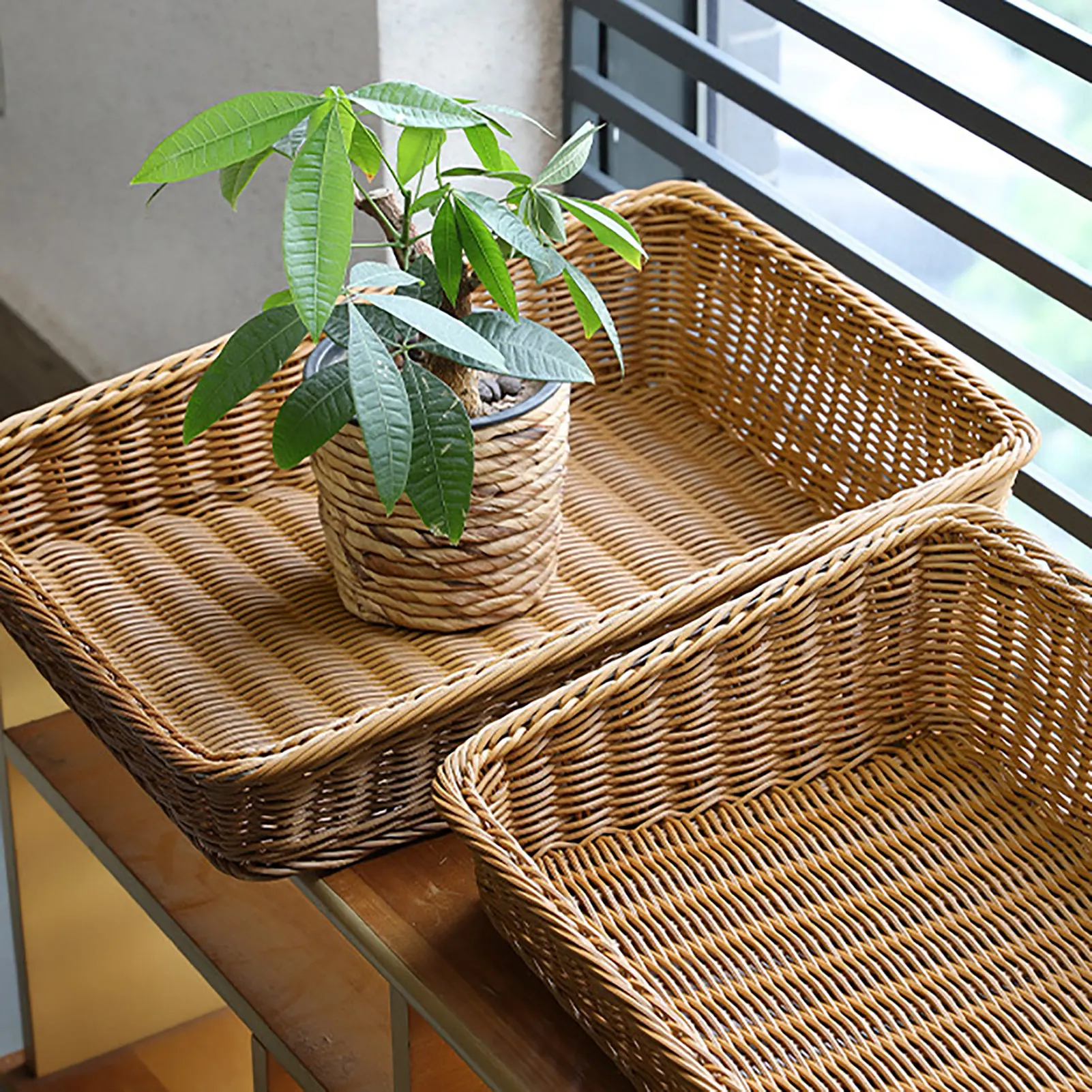 

Wicker Bread Basket Wicker Storage Basket Multipurpose Wicker Storage Basket Handwoven Organizer Baskets For Living Room Kitchen