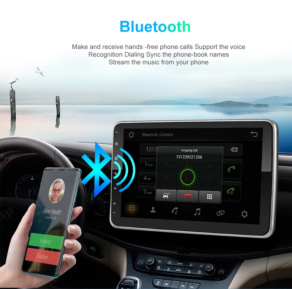Автомагнитола Podofo CarPlay 1 Din Android с 10-дюймовым экраном |
