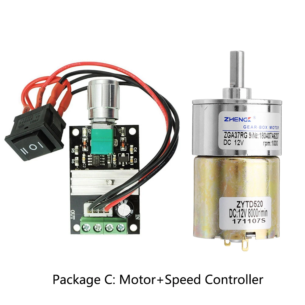 Двигатель постоянного тока ZGA37RG 12 В 24 + кронштейн контроллер скорости 5 об/мин-1150