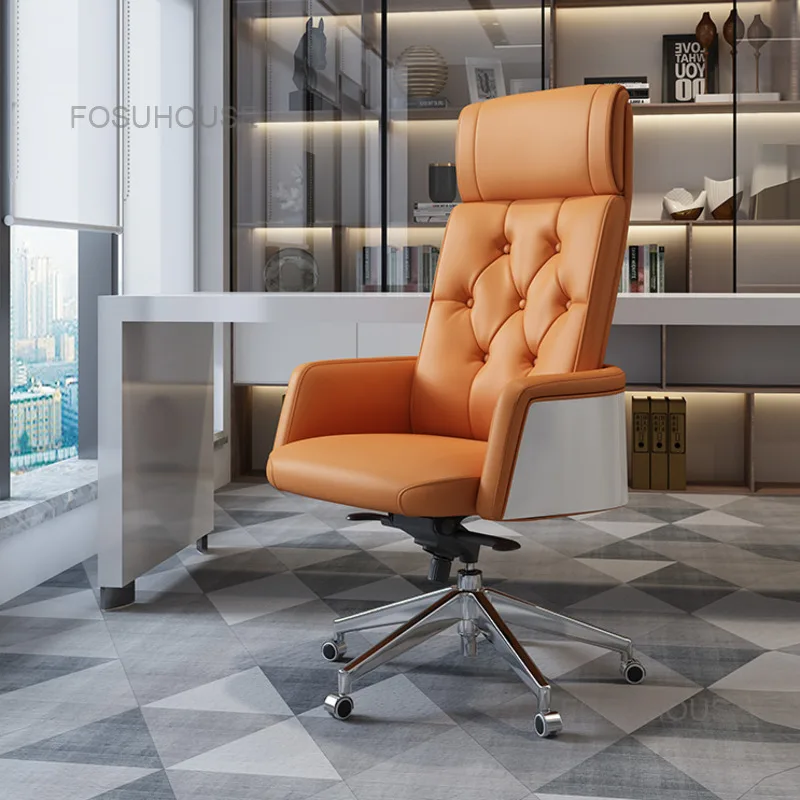 

High Back Boss Office Chairs Modern Leather Swivel Computer Armchair Home Ergonomics Reclining Big Class Chair Office Furniture