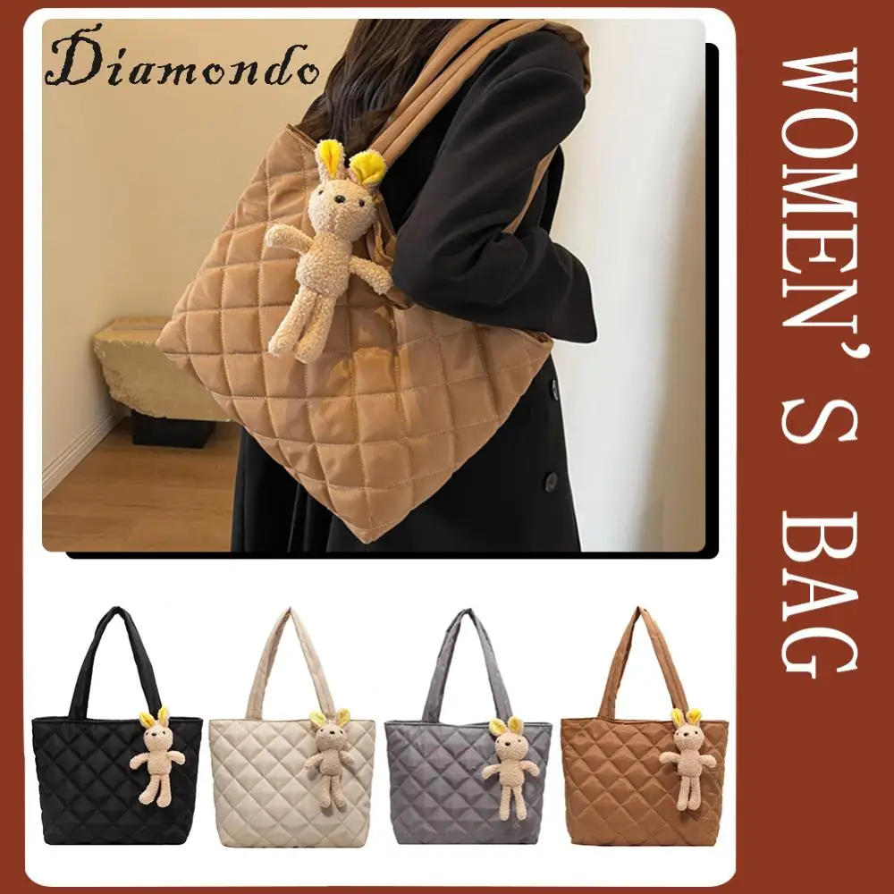 

Women Diamond Quilted Tote Bag Soft Puffer Hobo Bag Casual Large Capacity Lightweight Handbag Puffy Satchel Bag Daily Dating Bag
