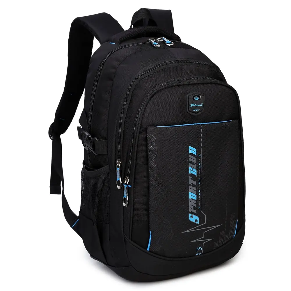 Black Blue Mens School Backpack  Student Bookbag Travel Back Pack for Teen Boys