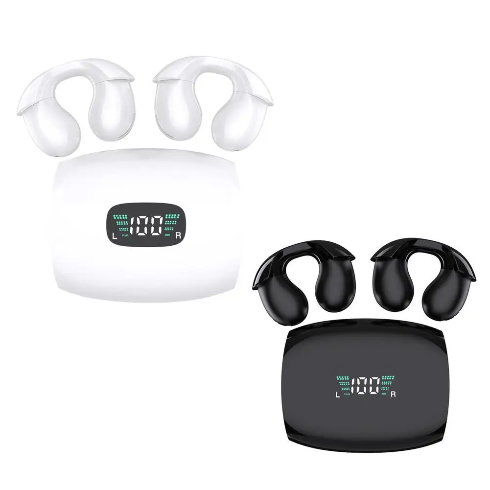 

TWS Wireless Open Ear Headphones Air Conduction Clip-on Earphone Digital Display Bluetooth-compatible 5.3 Headset