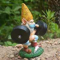 new figurine garden garden weightlifting dwarf statue male novelty gift resin crafts ornaments home decoration room decor
