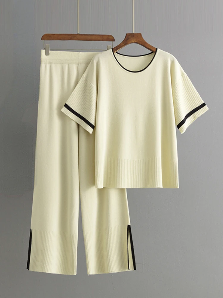 Женская одежда 2024 новый модный Свободный Повседневный костюм топ с контрастными