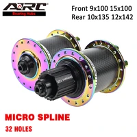 arc micro spline 6 pawls mtb hub colorful carbon fiber front 9x100 15x100 rear 12x142 10x135 bike bicycle hub 12 speed disc hub