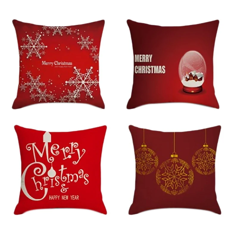 

Рождественская квадратная наволочка, домашний декор, льняные наволочки для подушек, наволочки для дивана, автомобиля, с узором, подарок, 45x45 ...
