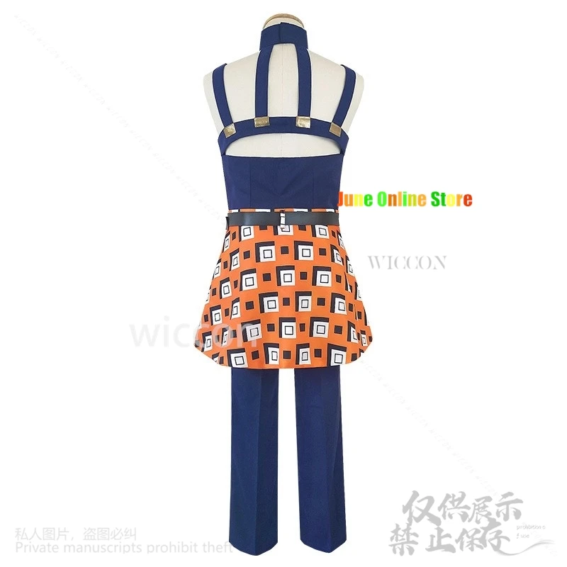 Аниме Jooj Adventuree Косплей Костюм Ghirga Narancia Топ Брюки Фартук Полный комплект Костюмы