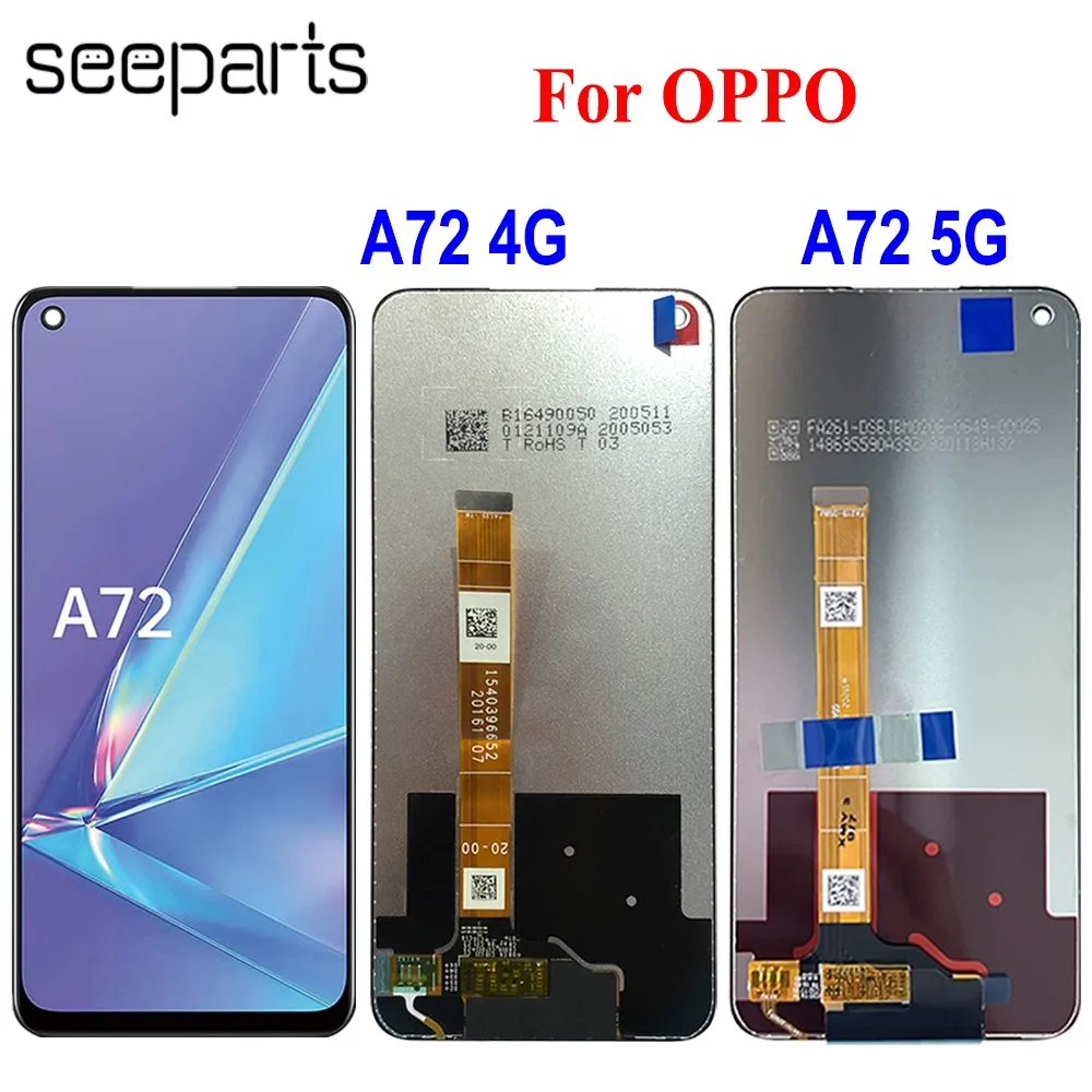 Tested Well 6.5" для OPPO A72 ЖК-дисплей CPH2067 Сенсорный экран сборки замены для Oppo 5G PDYM20 PDYT20