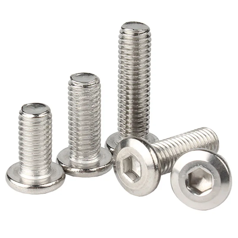 100pcs/lot 304 Stainless Steel Large Flat Hex Hexagon Socket Head Allen Screw Furniture Connector Joint Bolt M3 M4 M5 M6 - купить по