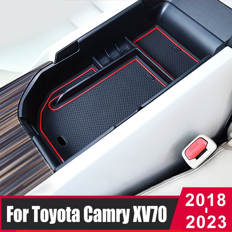 Scatola del bracciolo dell'auto stoccaggio stoccaggio riordino contenitore Organizer supporto per custodia vassoio per Toyota Camry 70 XV70 2018 2019 2020 accessori