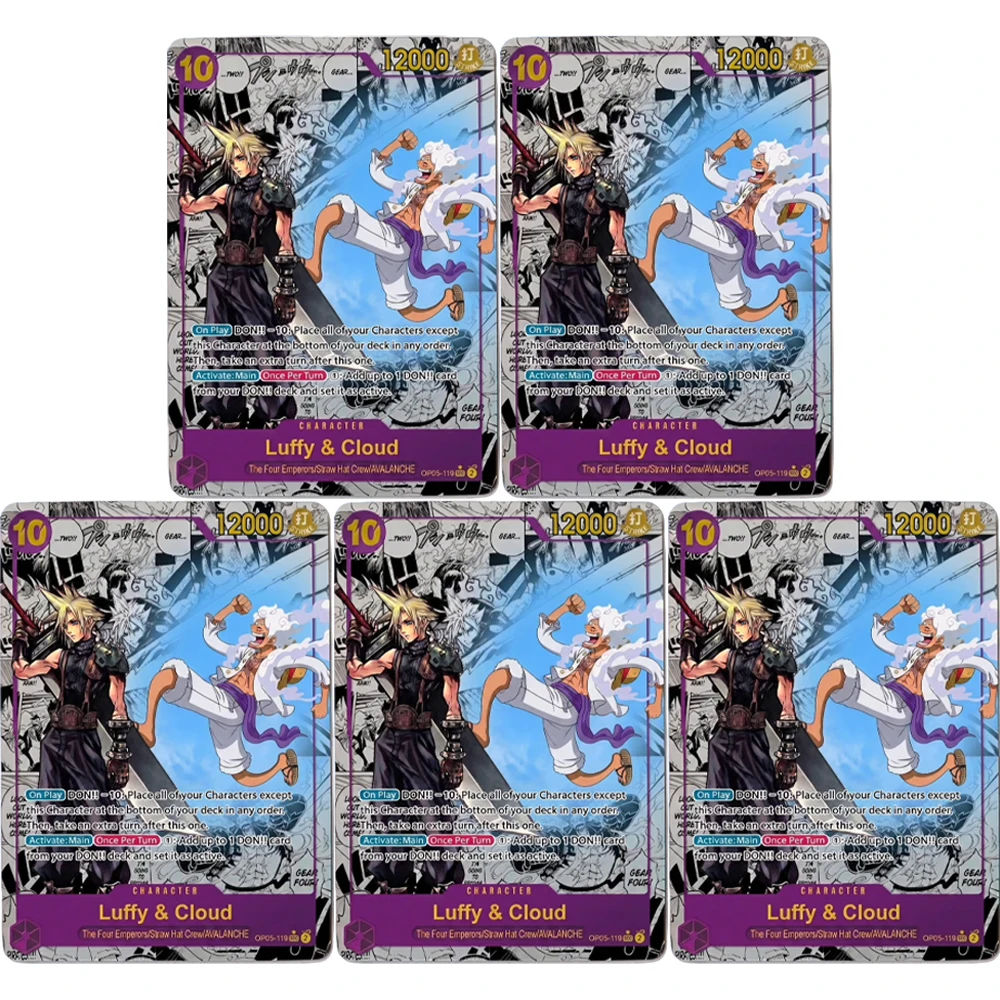 Фото Карточка ONE PIECE с изображением Луффи из Gear 5 / Клауда, коллекционная карточка с фан-артом, реалистичные аниме-карточки с голографической фольгой. №3